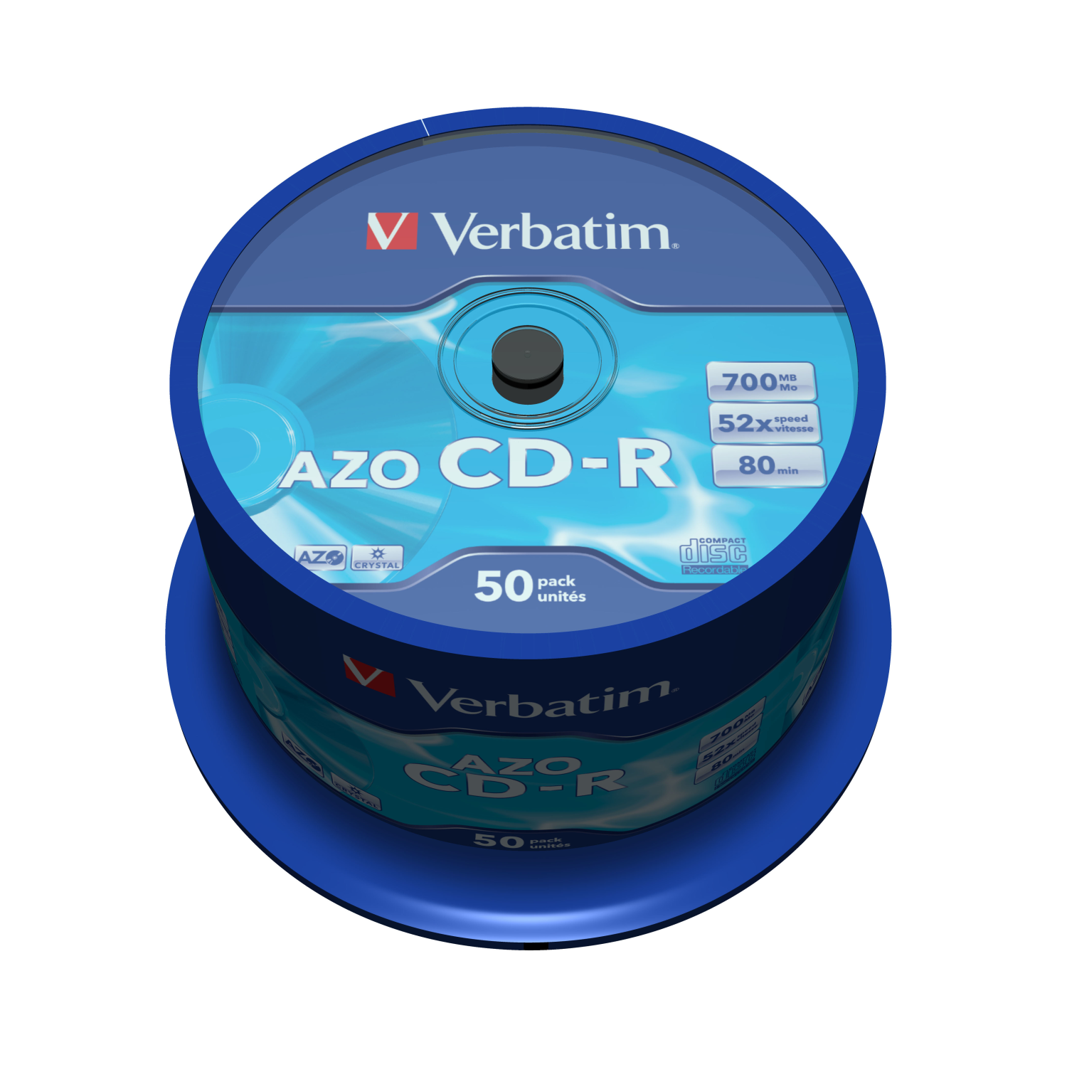 Verbatim CD-R AZO Crystal, 43343, CD-R, 120 mm, Spindel, 50 Stücke