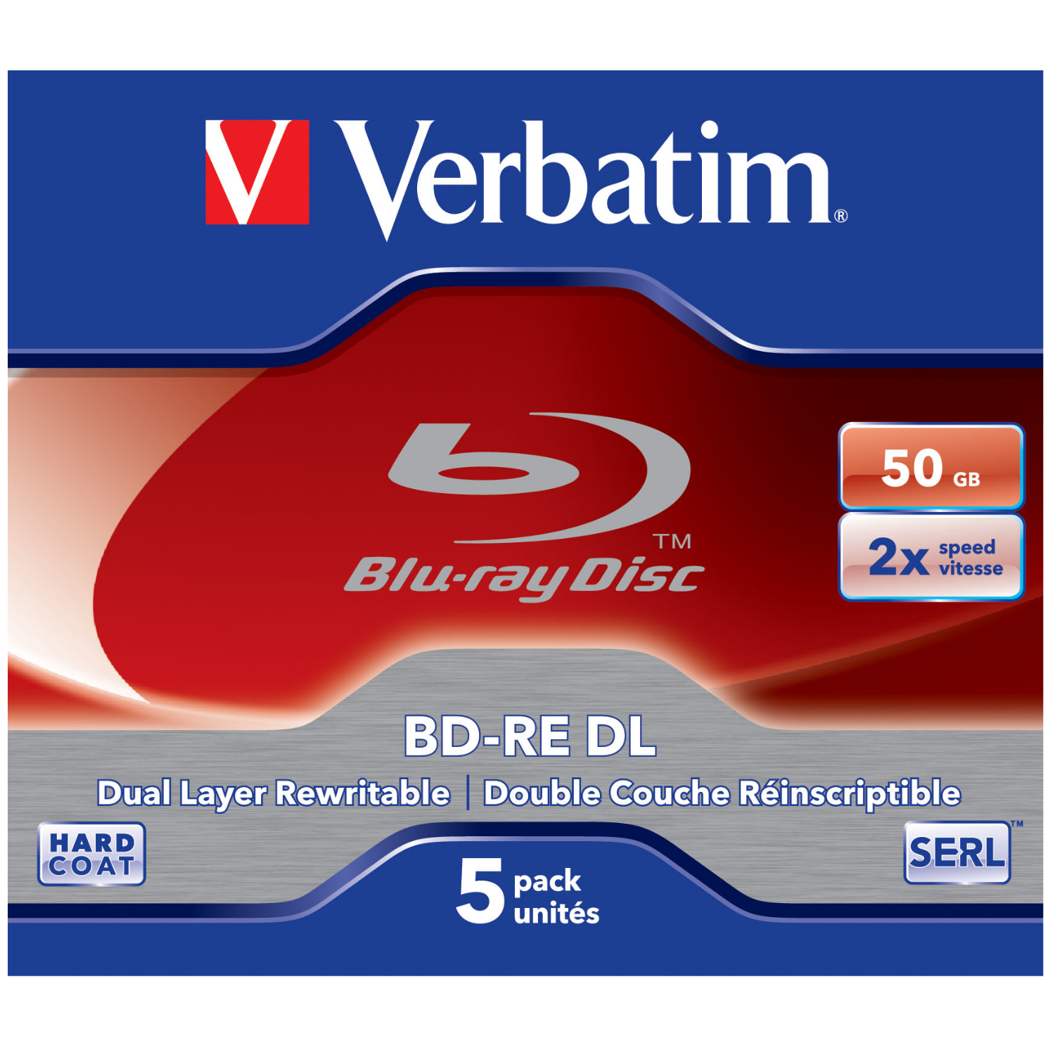 Verbatim BD-RE DL 50GB 2 x 5 Pack Jewel Case, 43760, 50 GB, Jewelcase, 5 Stücke