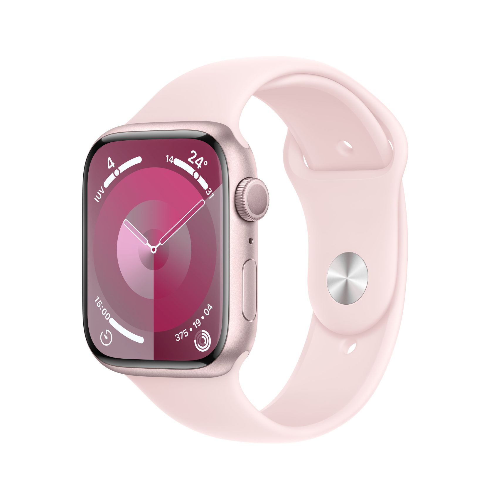 Apple Watch Series 9 GPS 45mm Aluminium rosé mit Sportarmband M/L hellrosa, mr9h3qf/a