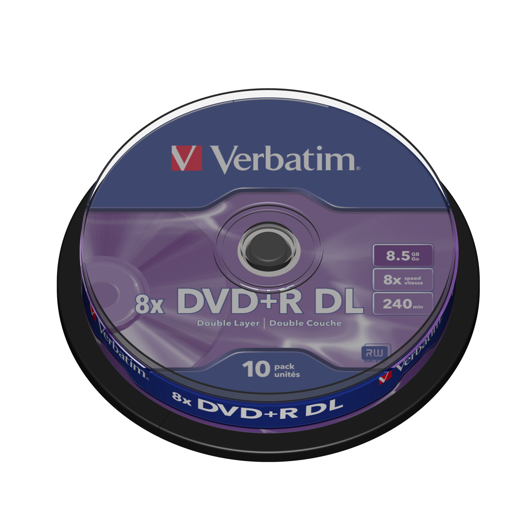 Verbatim VB-DPD55S1, 43666, DVD+R DL, 120 mm, Spindel, 10 Stück(e), 8,5 GB