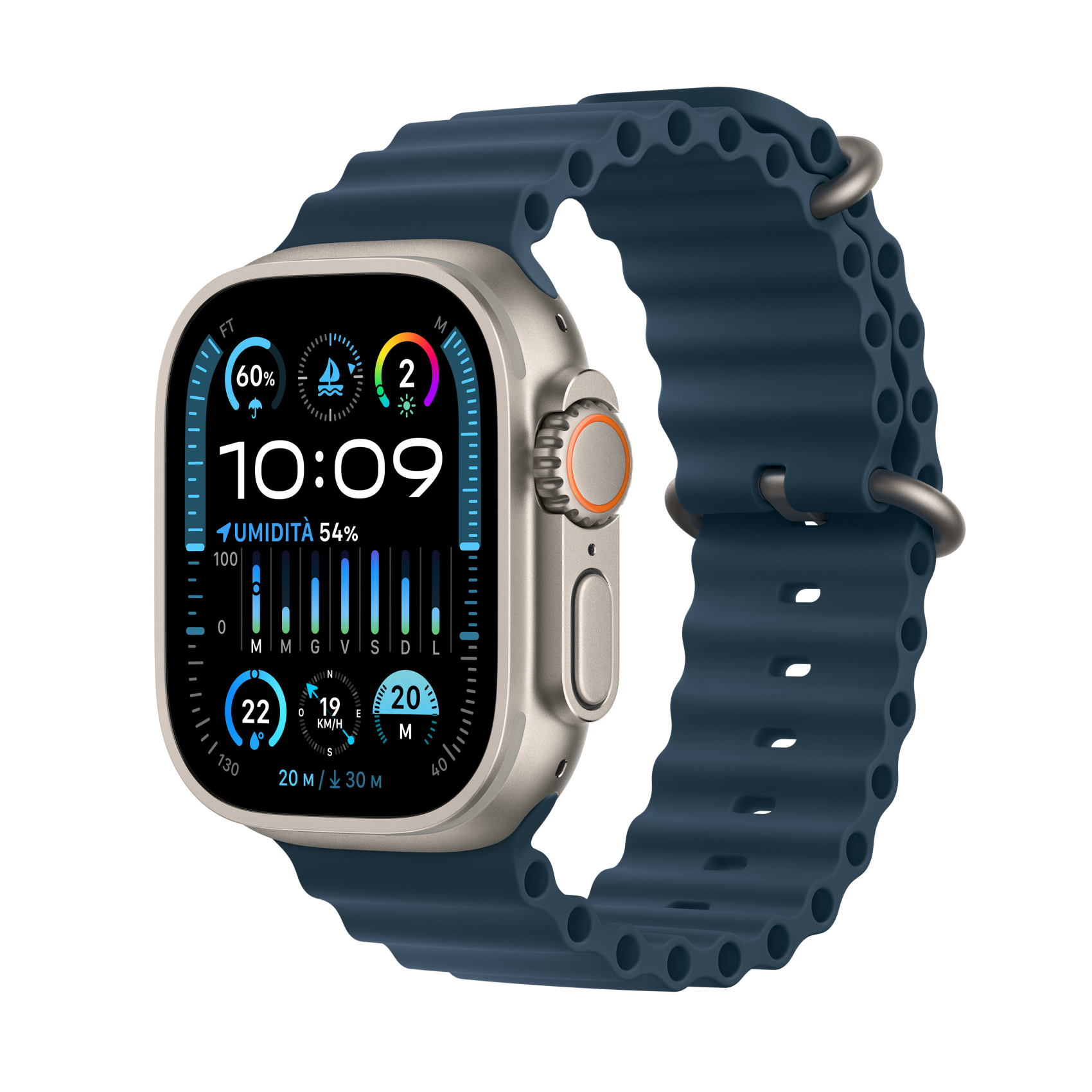 Apple Watch Ultra 2 mit Ocean Armband blau, mreg3fd/a