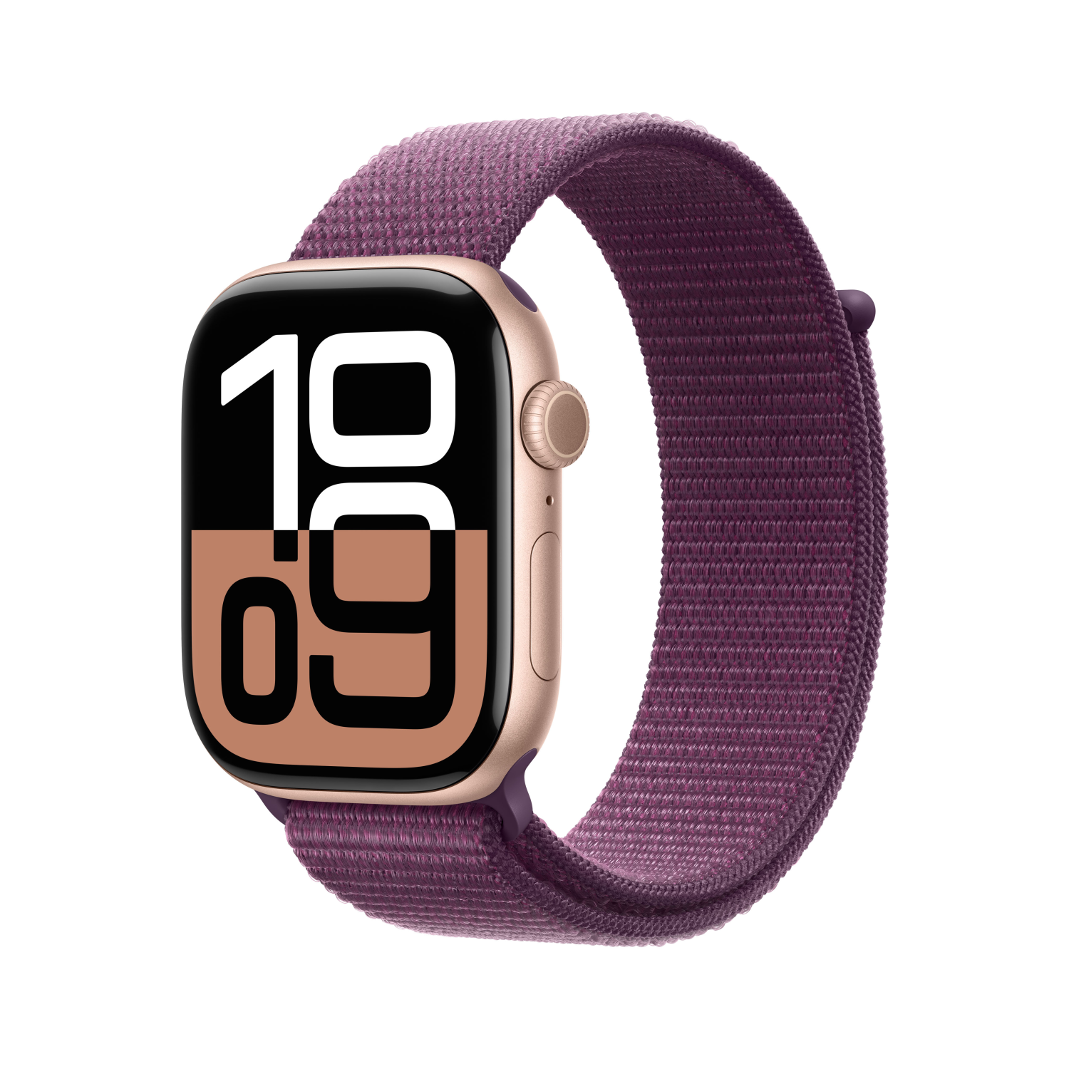 Apple Watch Series 10 GPS + Cellular 46mm Aluminium rosegold mit Sport Loop Pflaume, mwy83qf/a