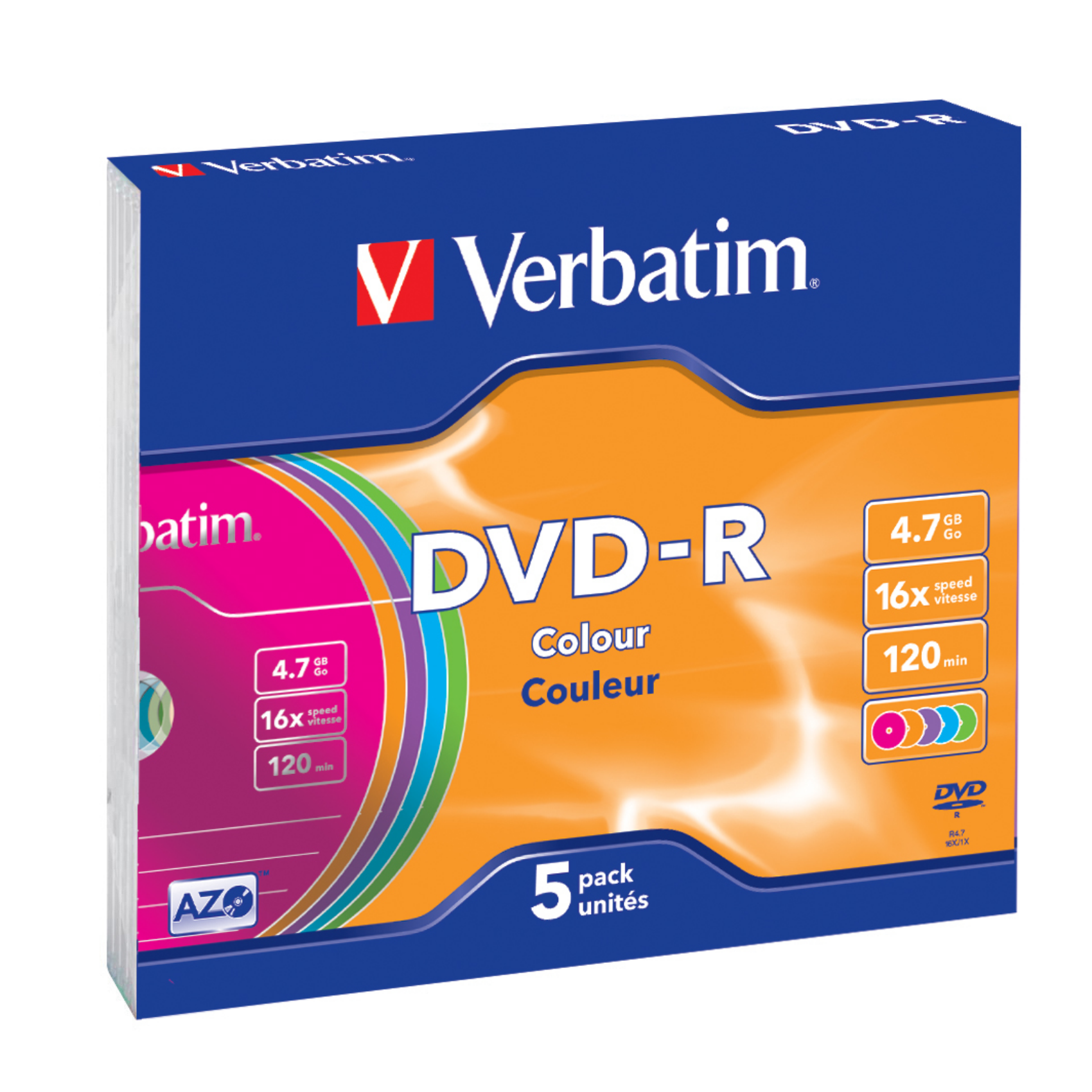 Verbatim DVD-R Colour, 43557, DVD-R, Slimcase, 5 Stücke, 4,7 GB