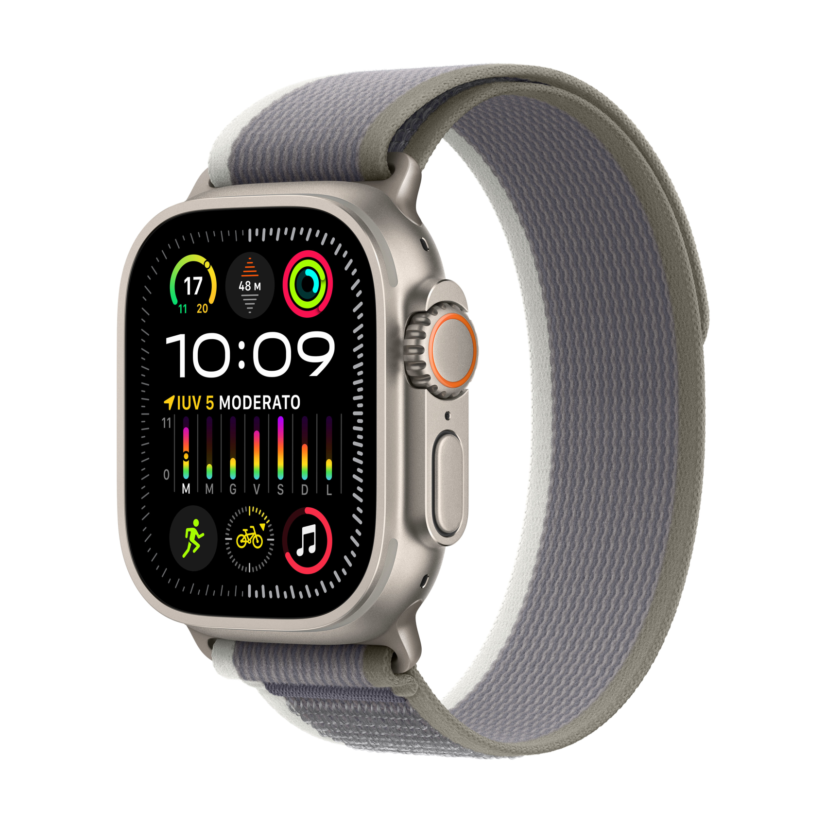 Apple Watch Ultra 2 mit Trail Loop M/L grün/grau, mrf43fd/a